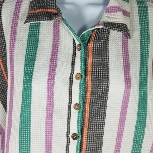 Free People Soleil Time XS Oversize Polo Shirt Top Endless Summer Stripe… - Picture 3 of 6